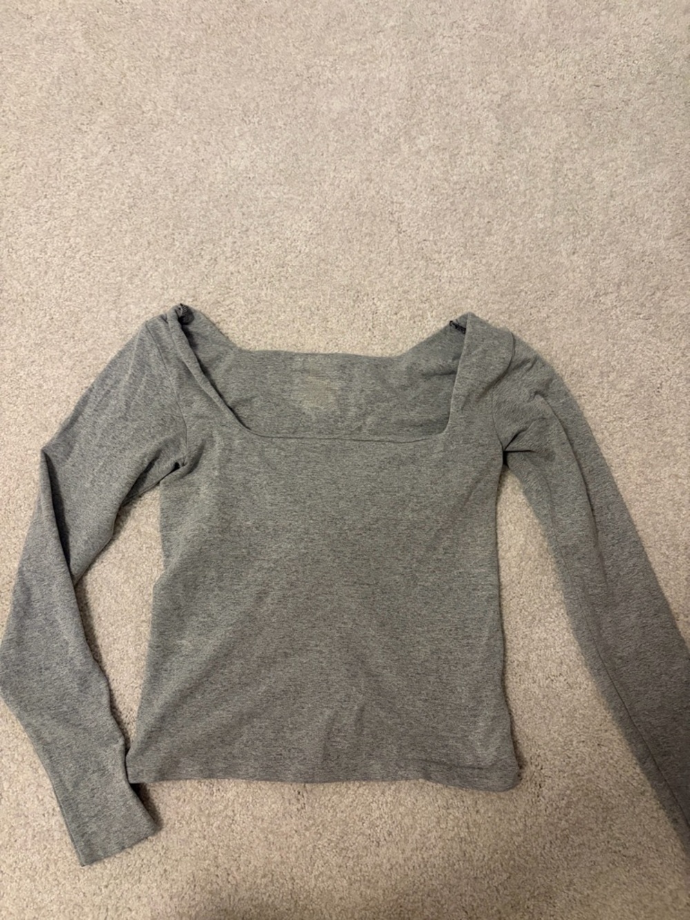 Free People Gray Square Neck Long Sleeve Top
